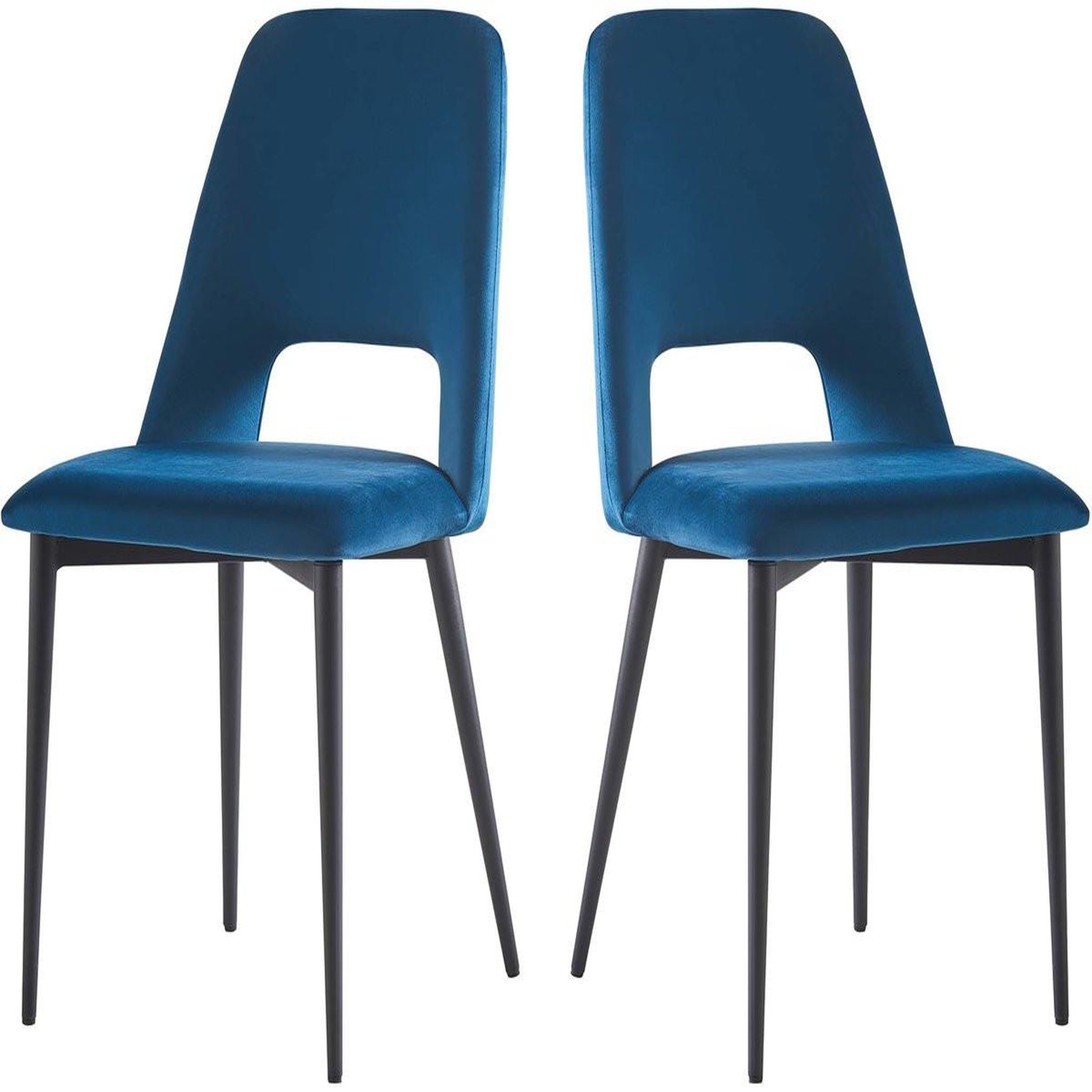 Habitat et Jardin Lot de 2 chaises en velours  fedora  - bleu foncé