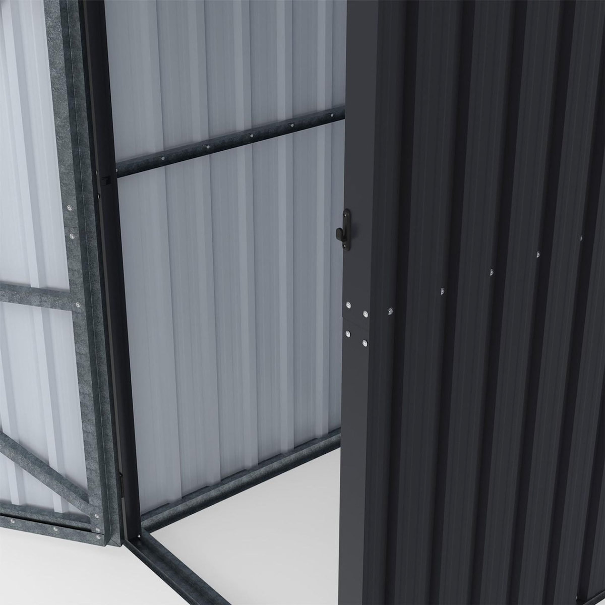 ID MARKET Abri de jardin gris en acier galvanisé 100 x 95 x 160 cm avec toit incliné 1 porte