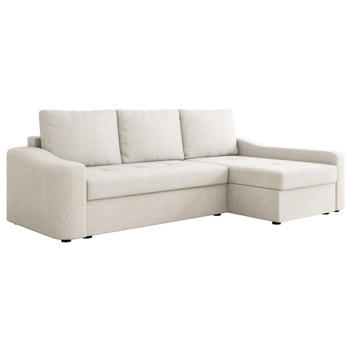 BEST MOBILIER Claudia - canapé d'angle droit 4 places convertible avec coffre en tissu texturé