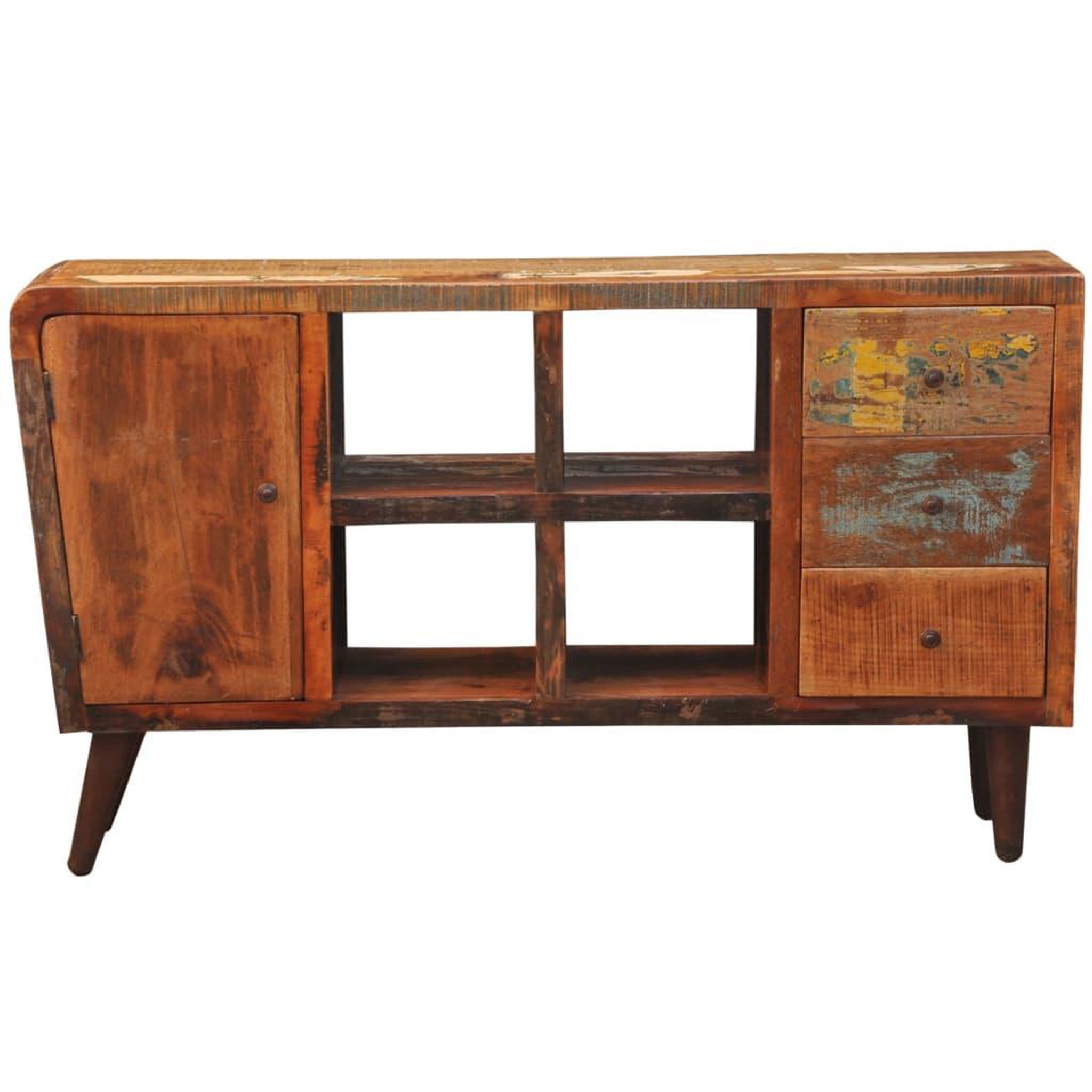 Voir la diapositive 2 : VIDAXL Armoire avec 1 porte 4 etageres 3 tiroirs bois massif recupere