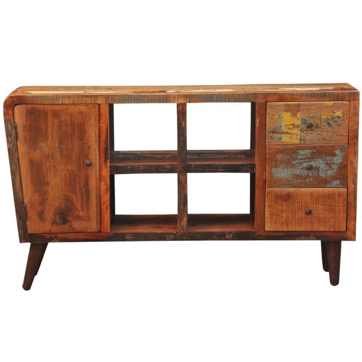 VIDAXL Armoire avec 1 porte 4 etageres 3 tiroirs Bois massif recupere