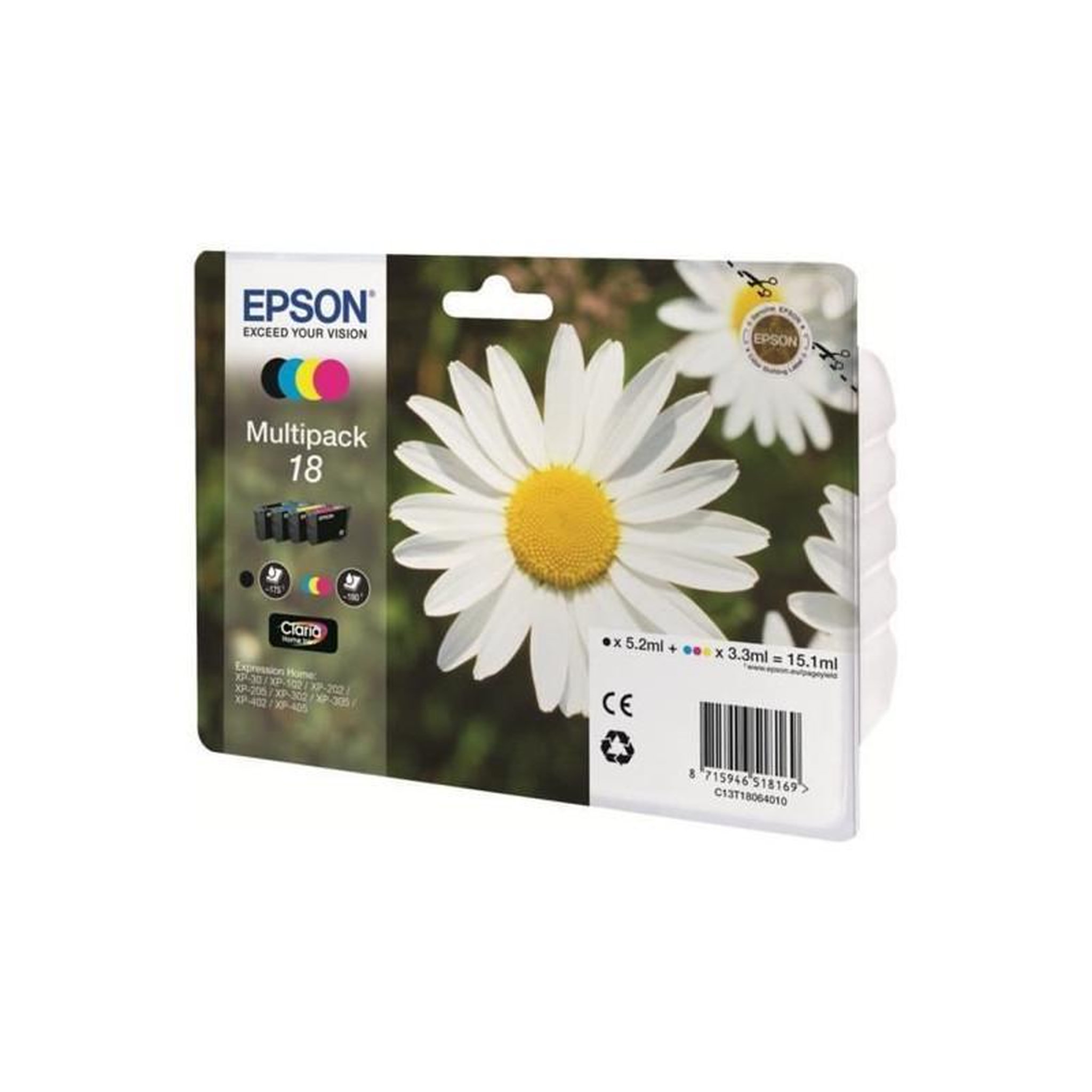 Voir la diapositive 2 : Epson EPSON Multipack T1806 - Paquerette - Noir, Cyan, Magenta, Jaune