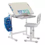IDIMEX Ensemble bureau et chaise pour enfant TUTTO réglable en hauteur, pupitre inclinable chêne sonoma, métal blanc et plastique gris