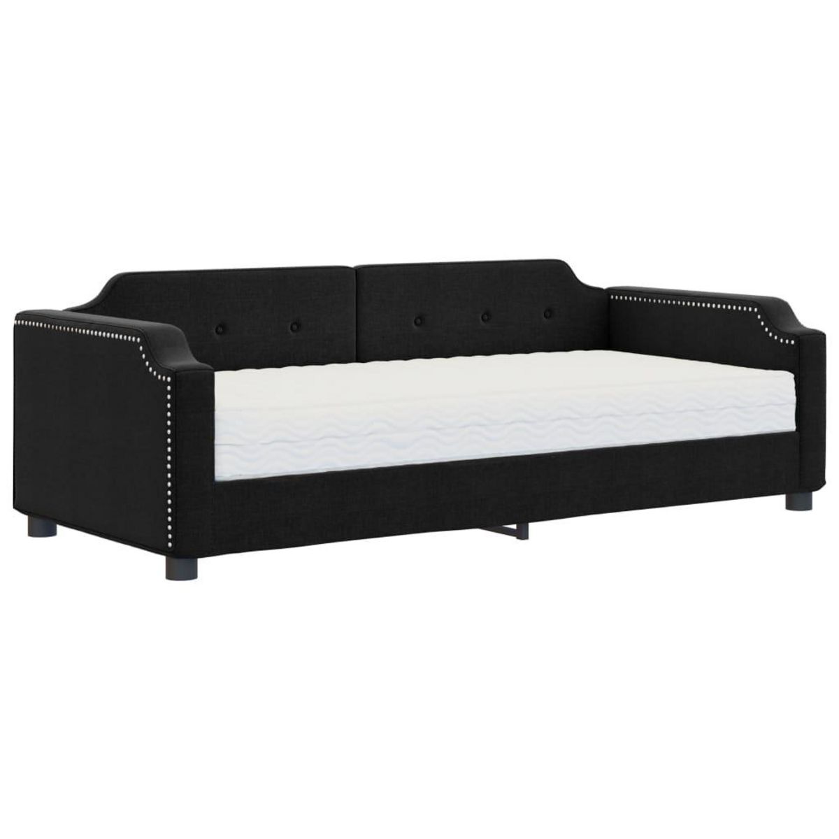 VIDAXL Lit de jour avec matelas noir 90x190 cm tissu