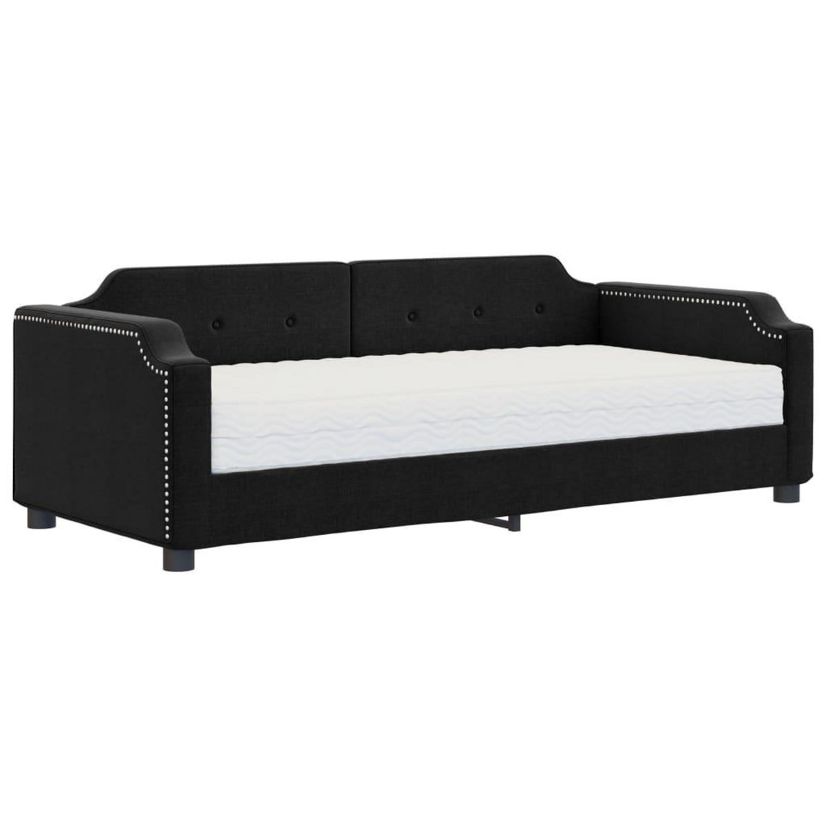 VIDAXL Lit de jour avec matelas noir 90x190 cm tissu