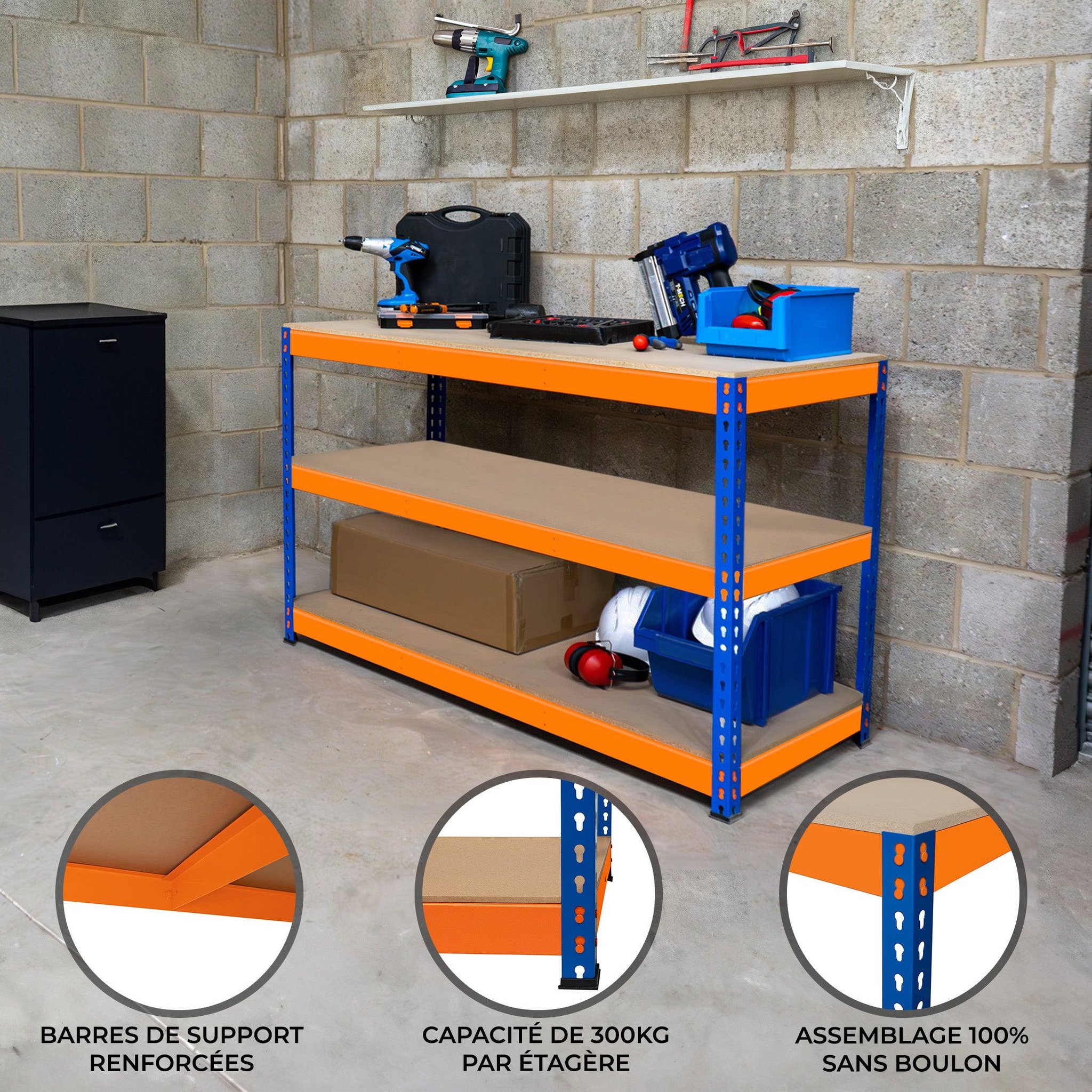 Voir la diapositive 2 : MONSTER RACKING Étagère supplÉmentaire pour Établi s-rax - 150 x 60 cm
