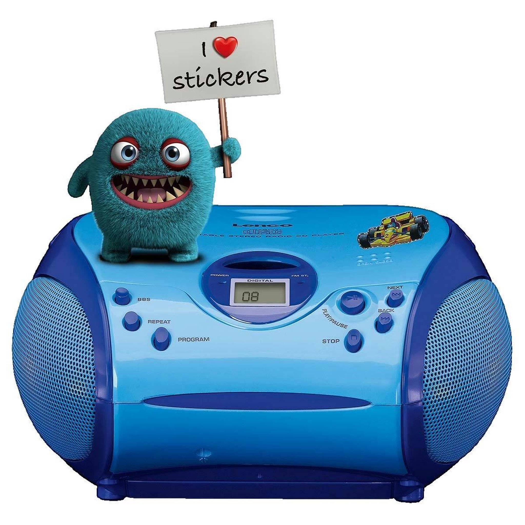 Voir la diapositive 3 : Lenco Boombox Lenco SCD-24BU bleu avec lecteur CD/MP3