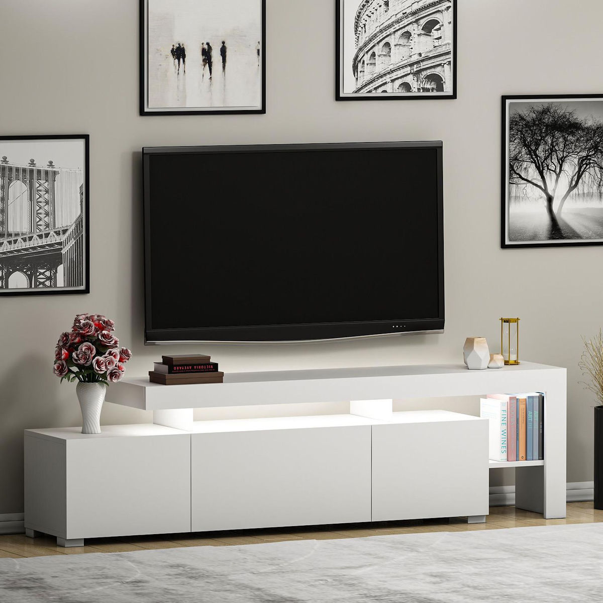 Habitat et Jardin Meuble TV en bois  Beliz  192 x 37 x 53 cm - Blanc