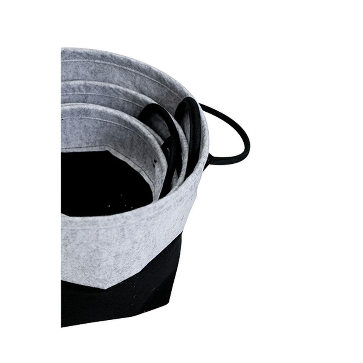 KB8 Lot de 4 Paniers bicolores en feutre non-tissé - Noir et Gris