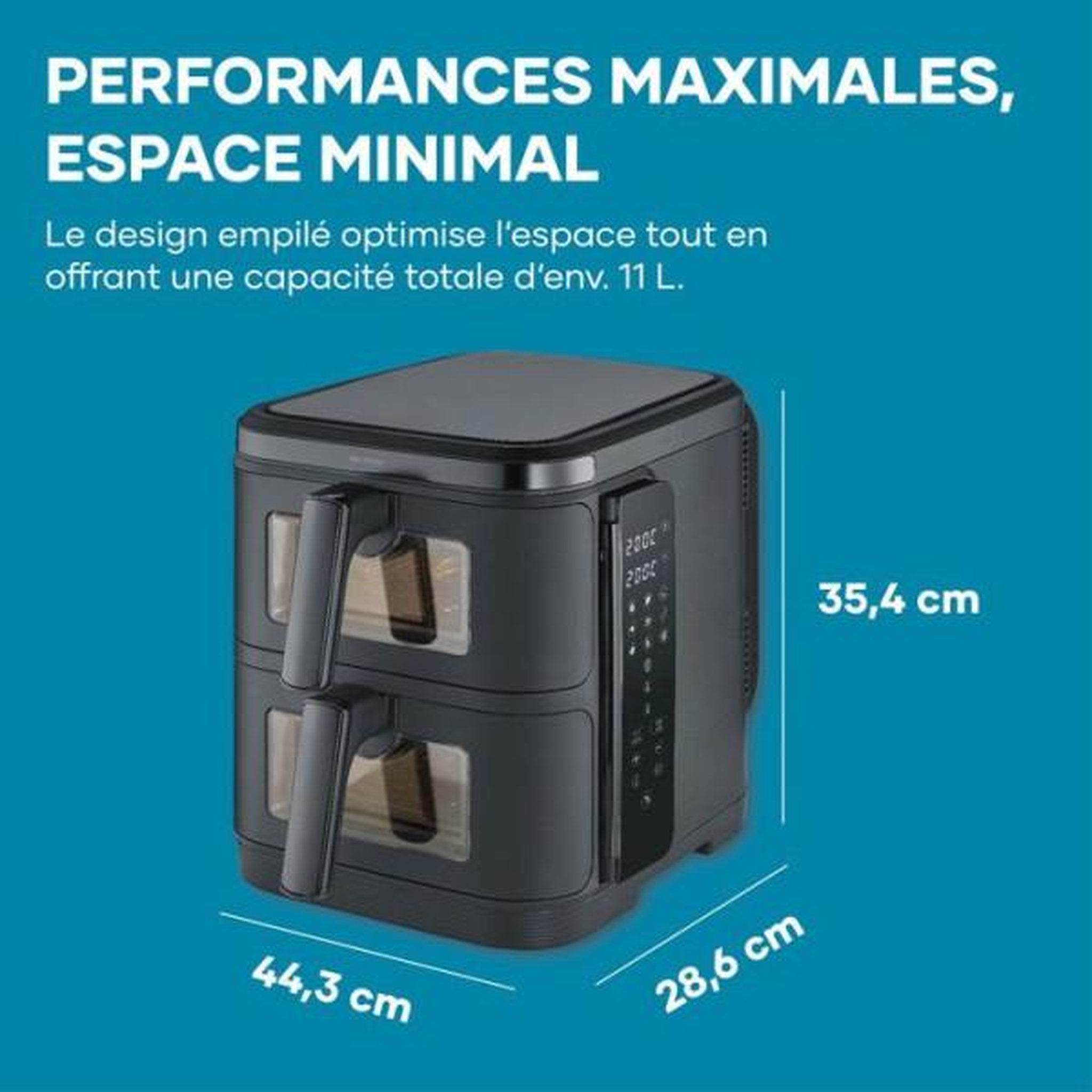 Voir la diapositive 6 : SEVERIN Friteuse sans huile 2x5.5l 2600w noir - FR2468