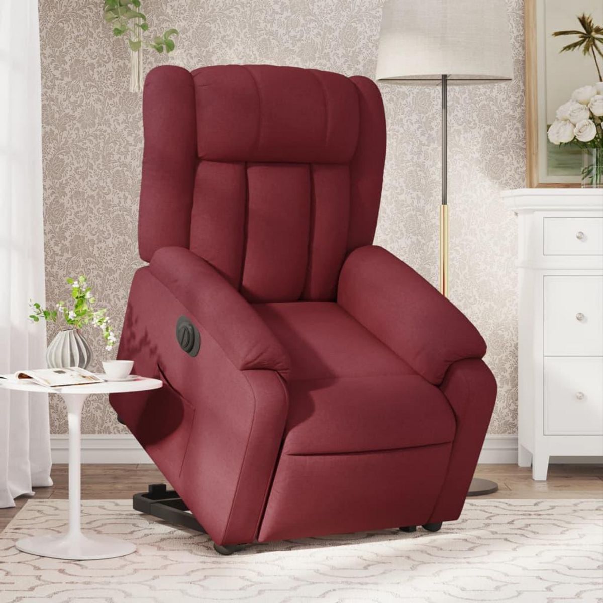 VIDAXL Fauteuil inclinable electrique rouge bordeaux tissu
