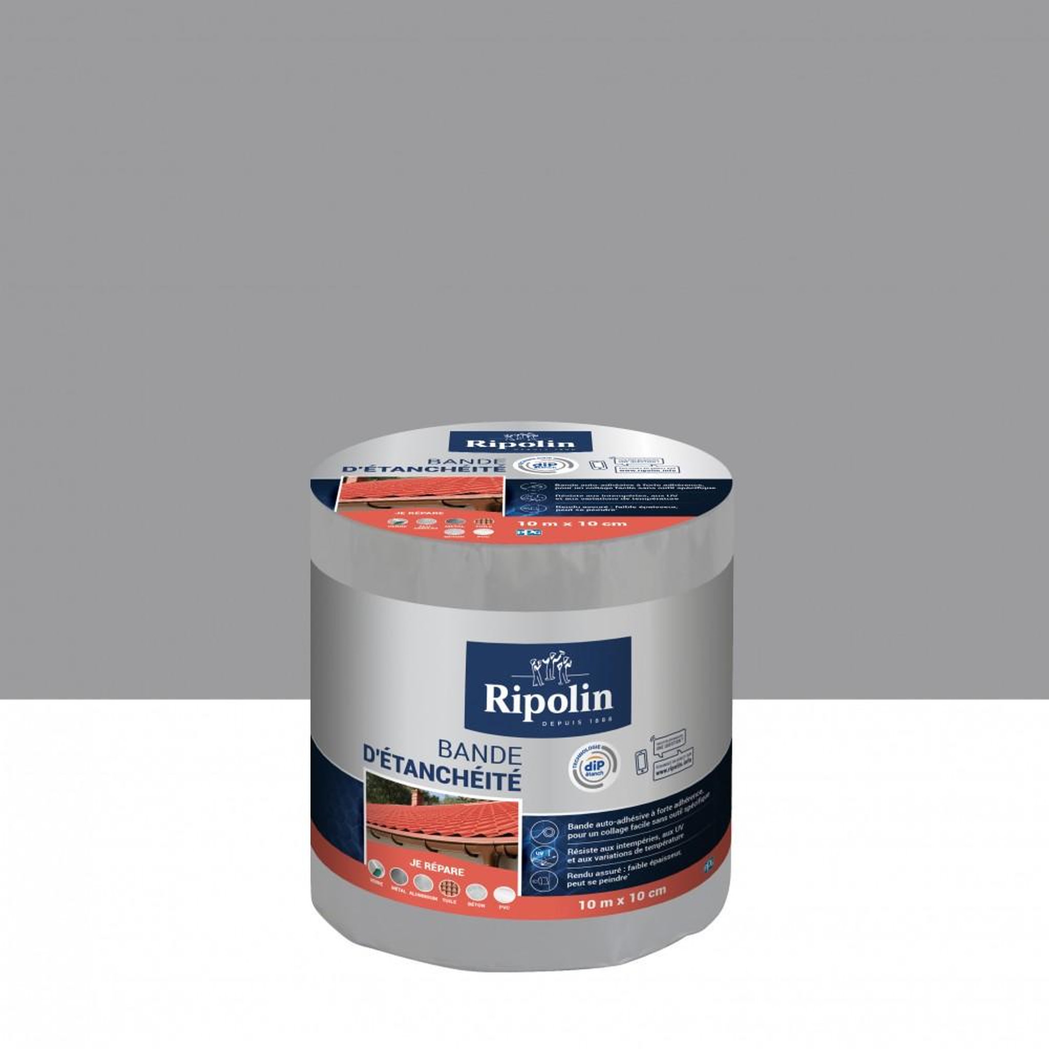 CENTRALE BRICO Bande d'étanchéité Adhésive ripolin, 10 m x 10 cm, gris