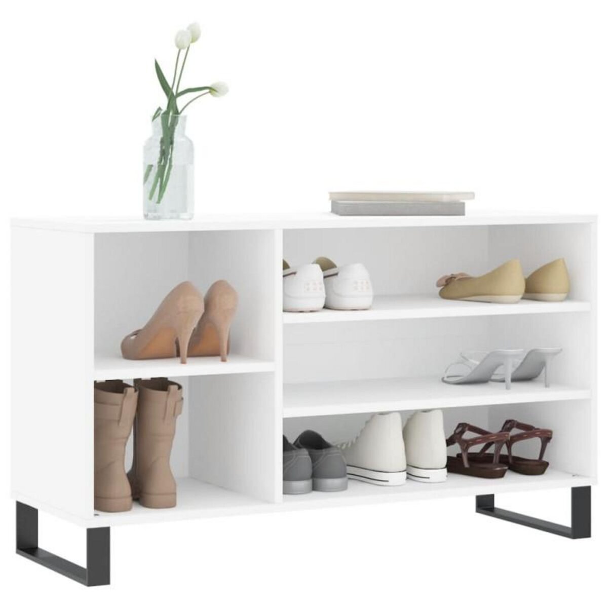 VIDAXL Armoire à chaussures Blanc 102x36x60 cm Bois d ingénierie