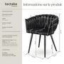 Voir la diapositive 6 : tectake Lot de chaises de salle à manger rembourrée avec revêtement en velours et design noué noir Lot de 6