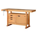 OUTIFRANCE Etabli bois 3 tiroirs 1 porte - H 0,82 x l 0,50 x L 1,50 m