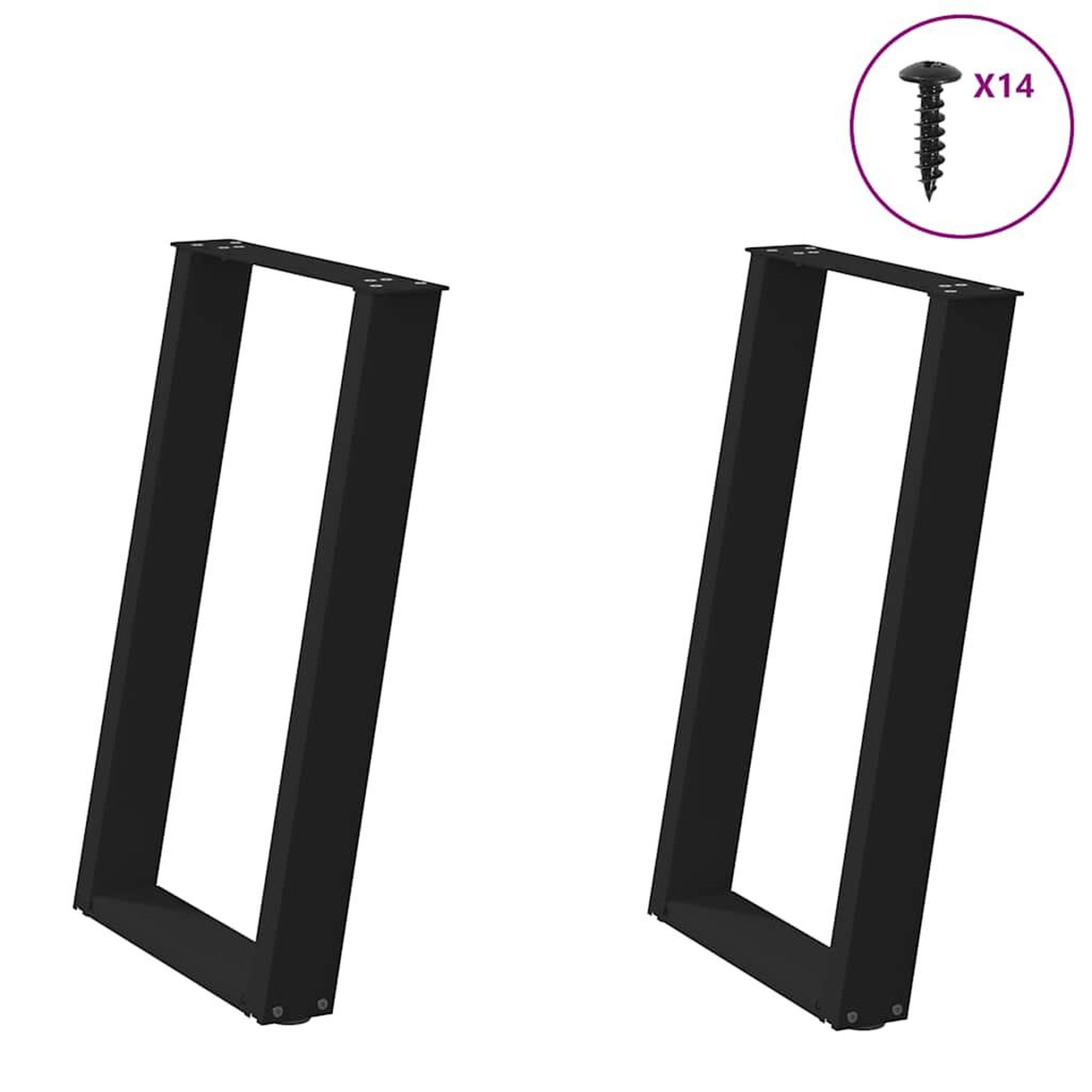 VIDAXL Pieds de table a manger forme de U 2 pcs noir 50x(72-73) cm