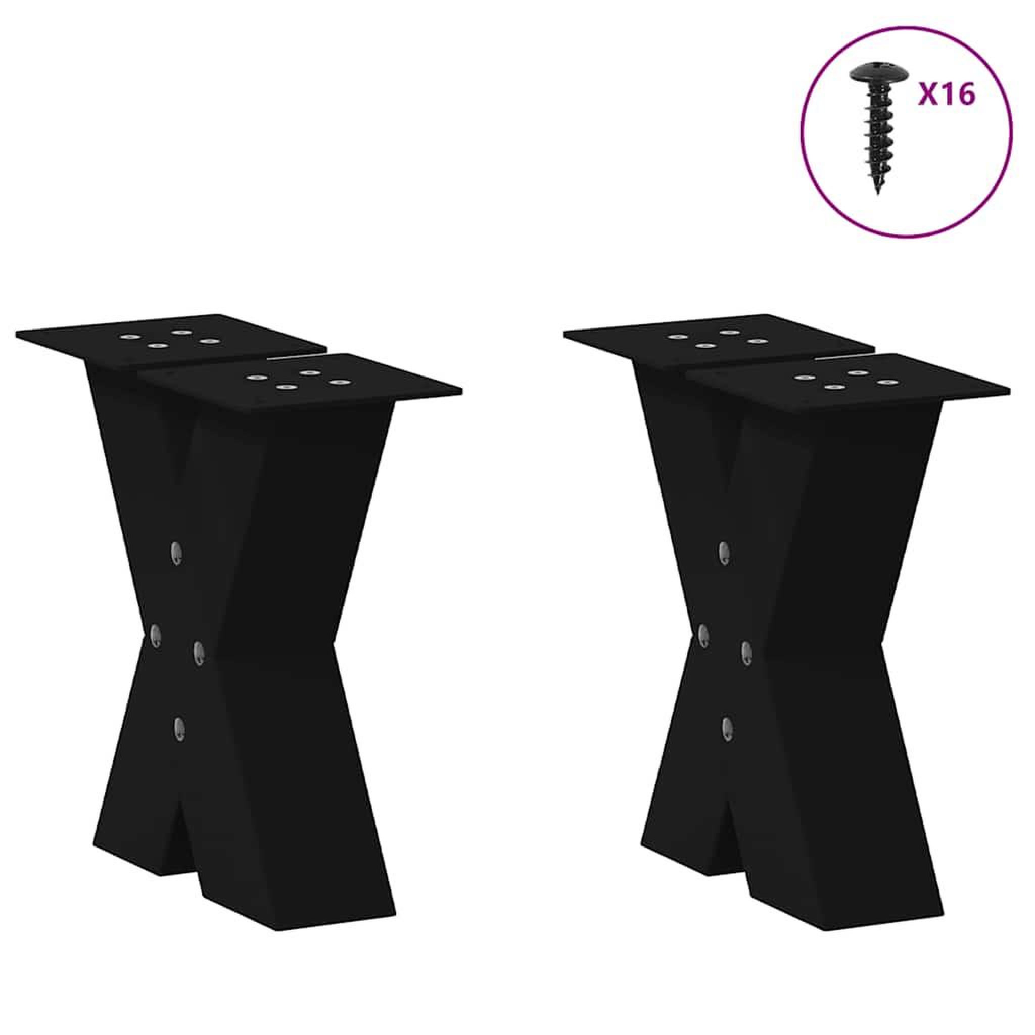 Voir la diapositive 3 : VIDAXL Pieds de table basse forme de X 2 pcs noir 40x(30-31) cm acier