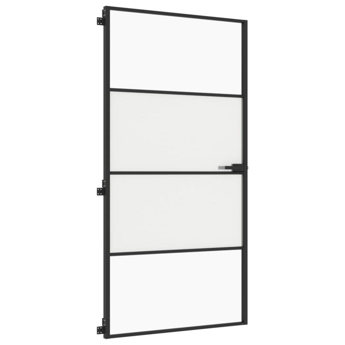 VIDAXL Porte interieure mince noir verre trempe aluminium