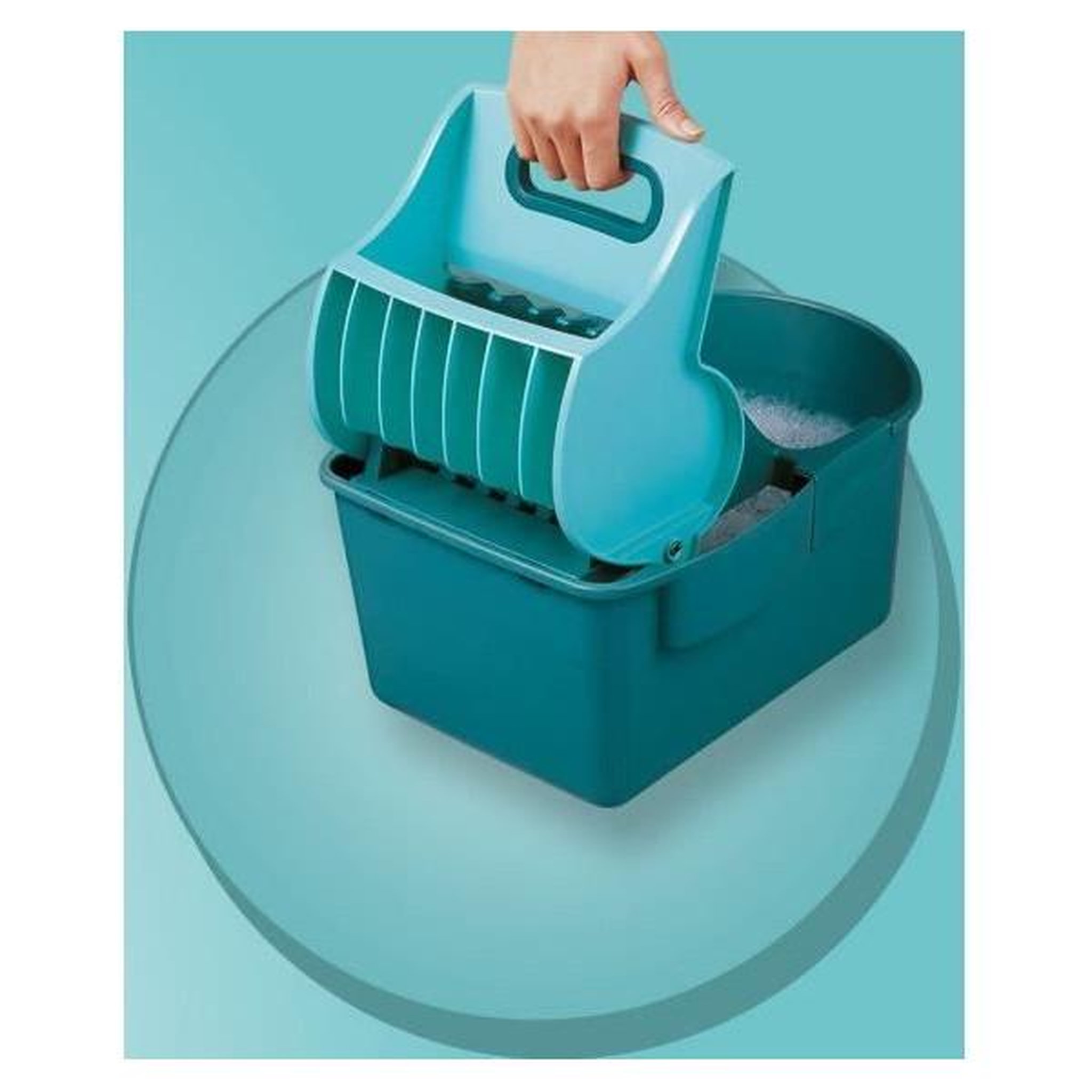Voir la diapositive 3 : LEIFHEIT Set lave sol avec seau essoreur leifheit profi compact 55092, balai serpilliere a plat 42cm avec housse idéal pour tous sols li