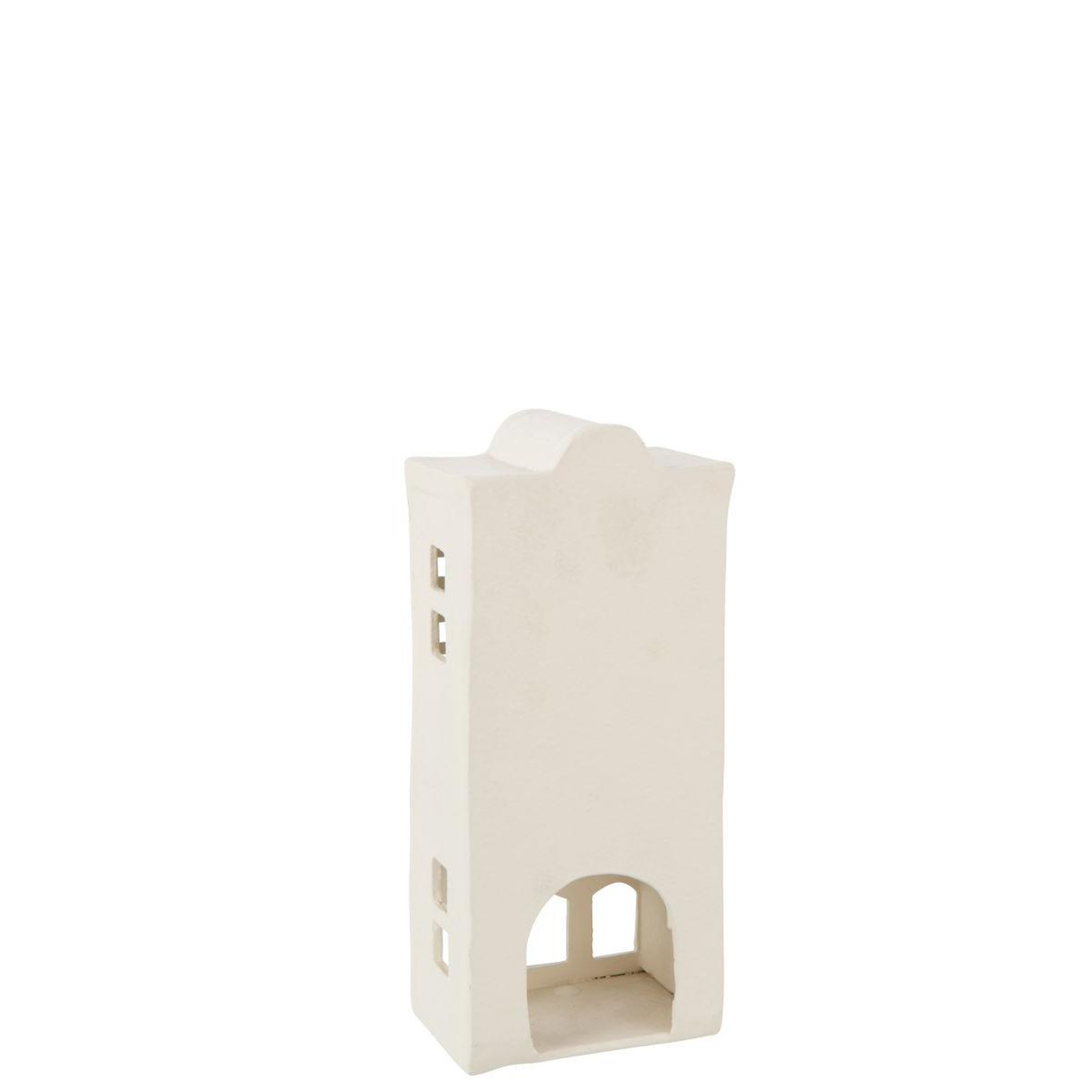 Voir la diapositive 3 : J-LINE Photophore Déco en Métal  Winter  21cm Blanc