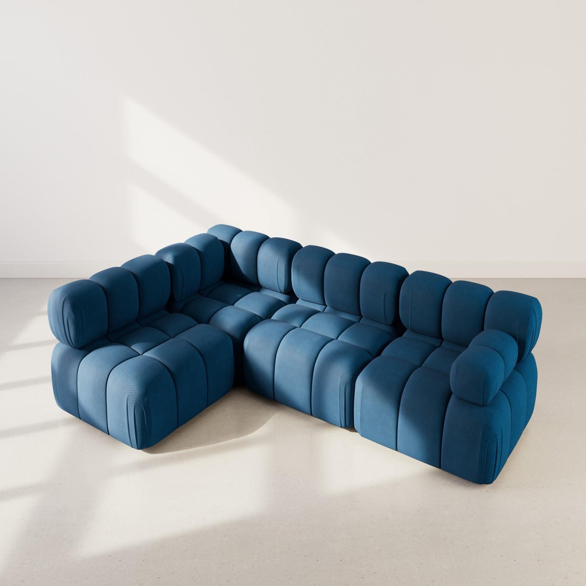 Voir la diapositive 3 : LISA DESIGN Ruby - canapé modulable d'angle gauche 5 places en velours texturé