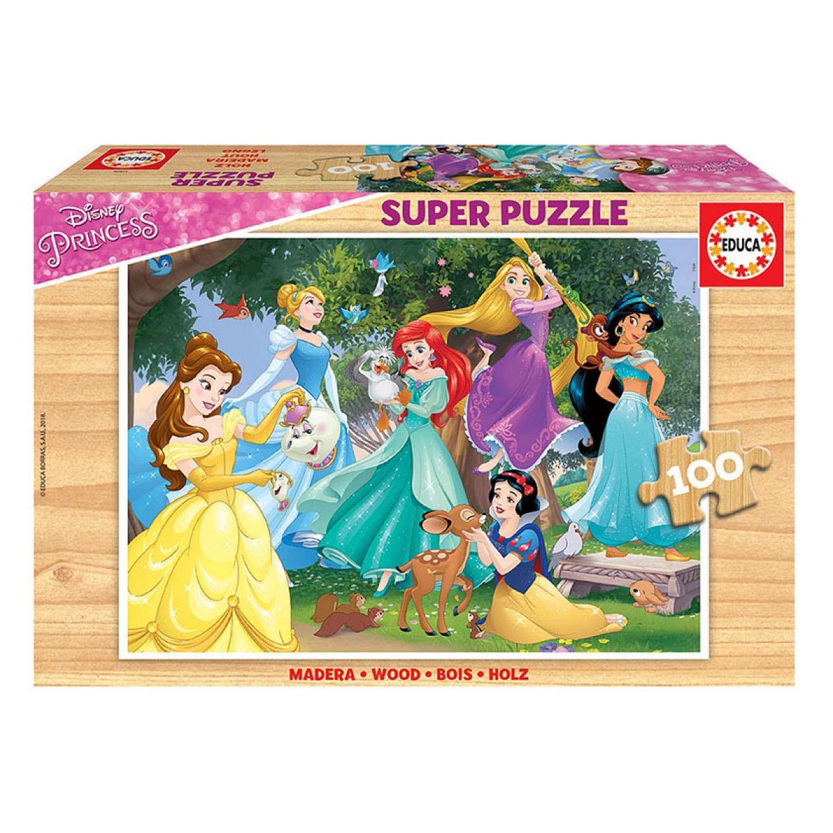 EDUCA Puzzle 100 pcs Princesse Disney en bois