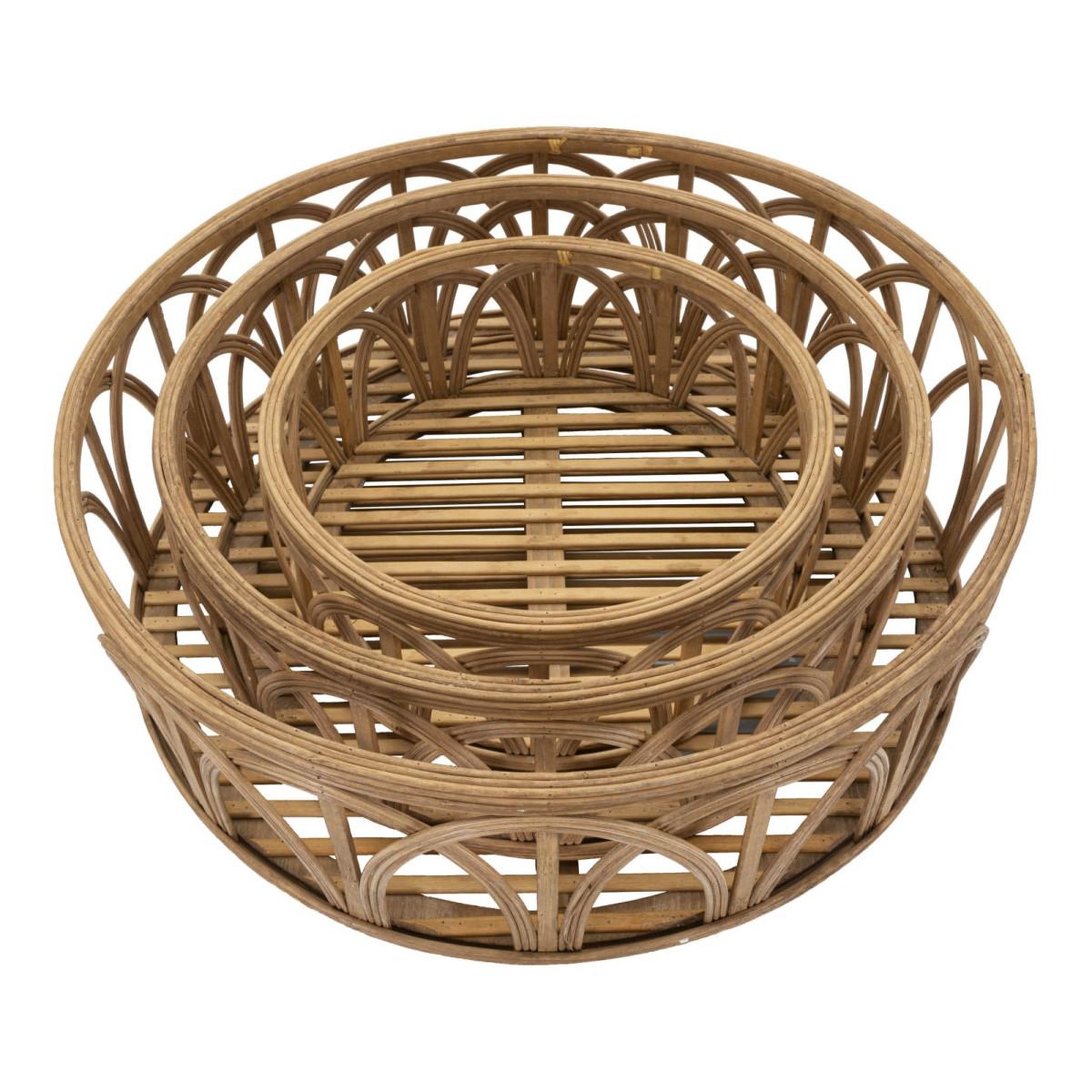 Voir la diapositive 4 : Paris Prix Lot de 3 plateaux décoratifs en rotin  fuji  50cm naturel