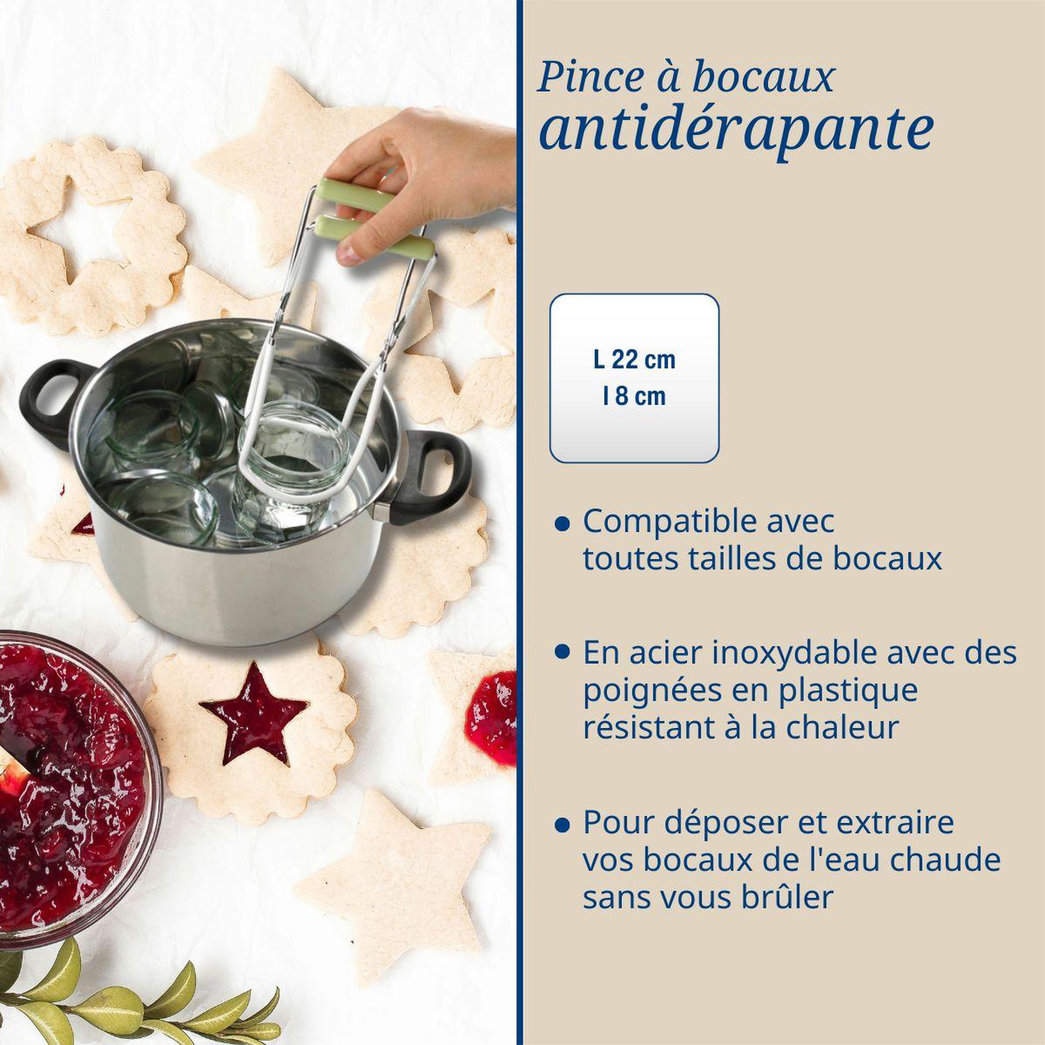 Voir la diapositive 3 : DR.OETKER 3 ustensiles pour confiture avec pince à bocaux, entonnoir et tissu filtrant dr oetker