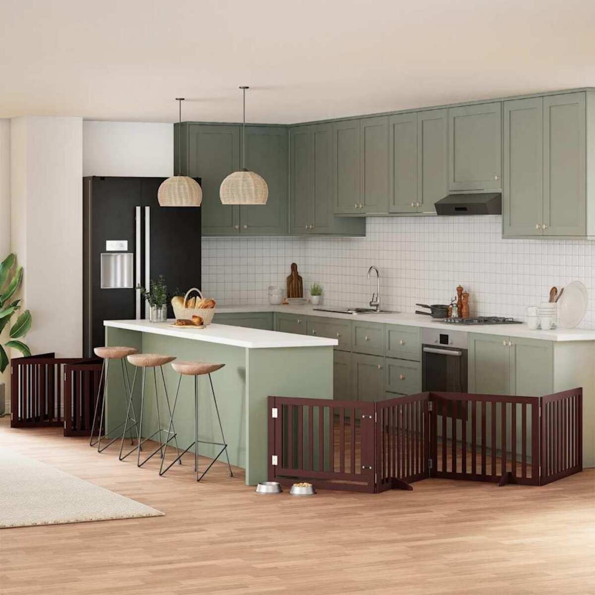 VIDAXL Barriere pour chien porte pliable 12 panneaux bois de peuplier