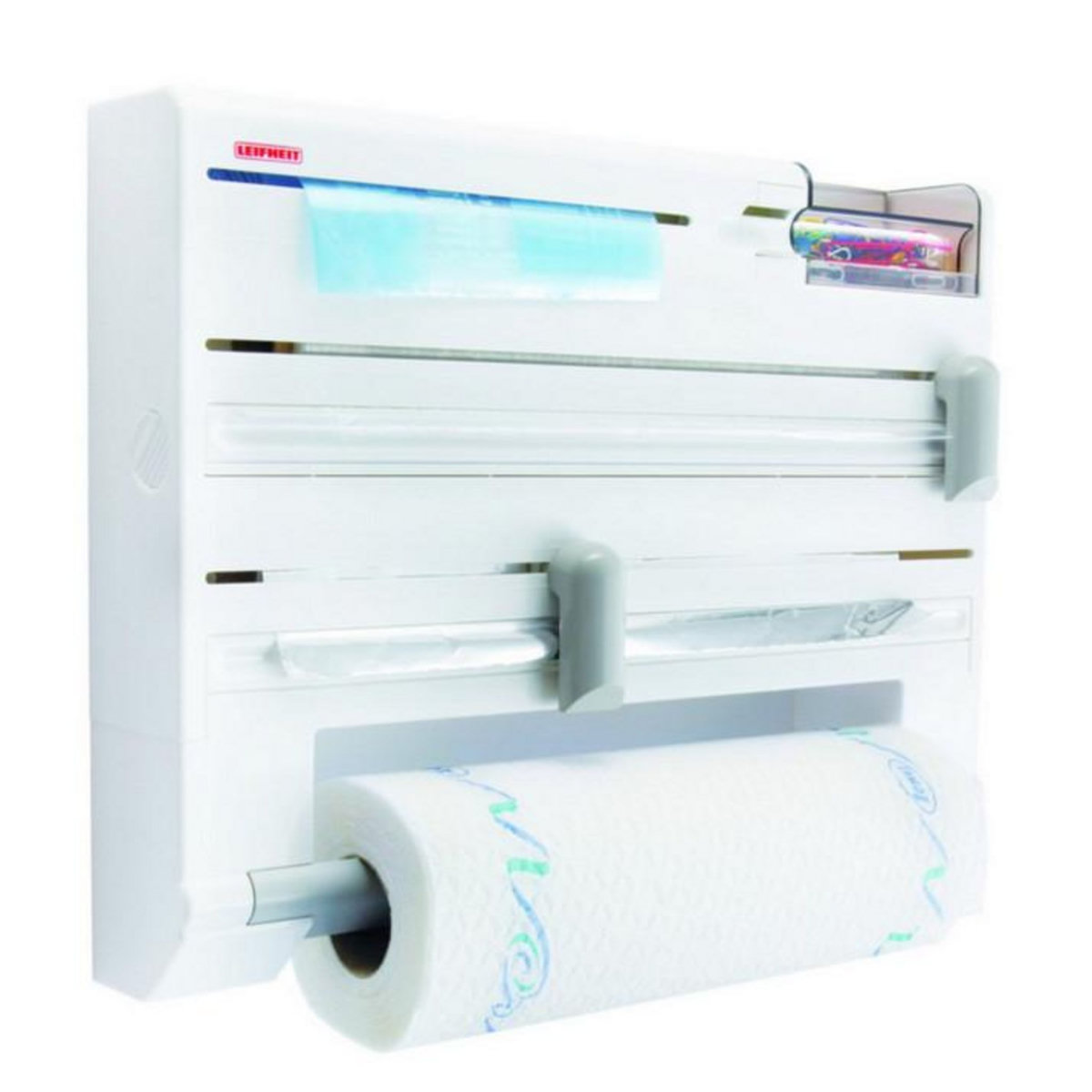 Leifheit Dérouleur coupe film, papier, essuie tout blanc - 25723