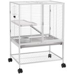 PAWHUT Cage pour rongeurs furet chinchilla plateforme rampe 2 portes biberon gamelle plateau étagère acier gris clair