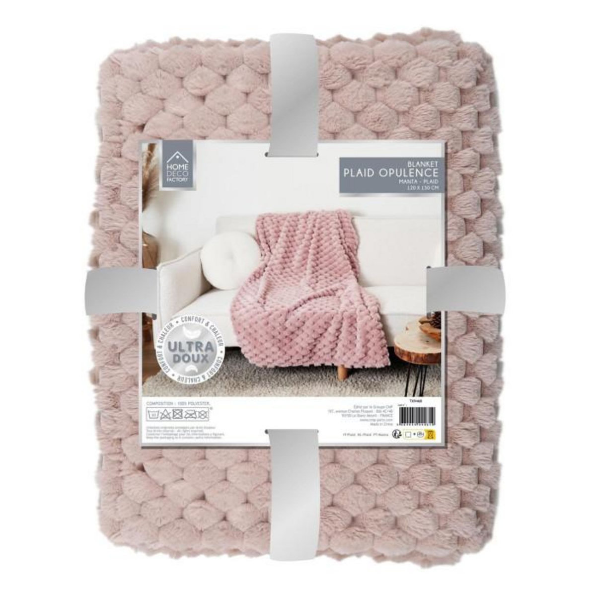 Paris Prix Plaid Imitation Fourrure Uni  Opulence  120x150cm Rose