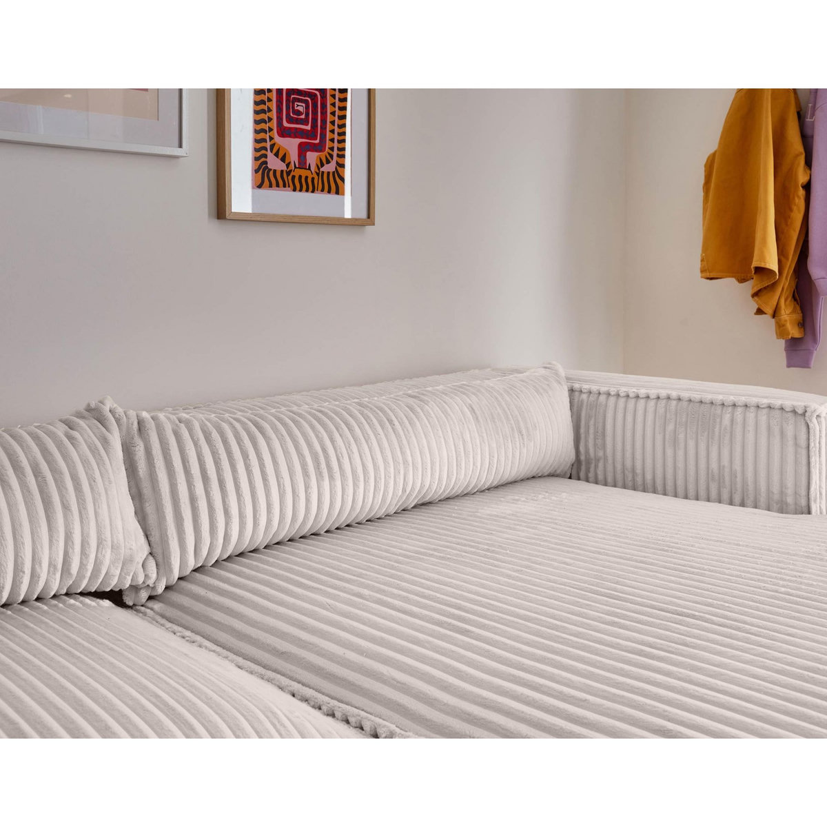 LISA DESIGN Ela - canapé d'angle droit - 4 places - en velours côtelé grosses côtes