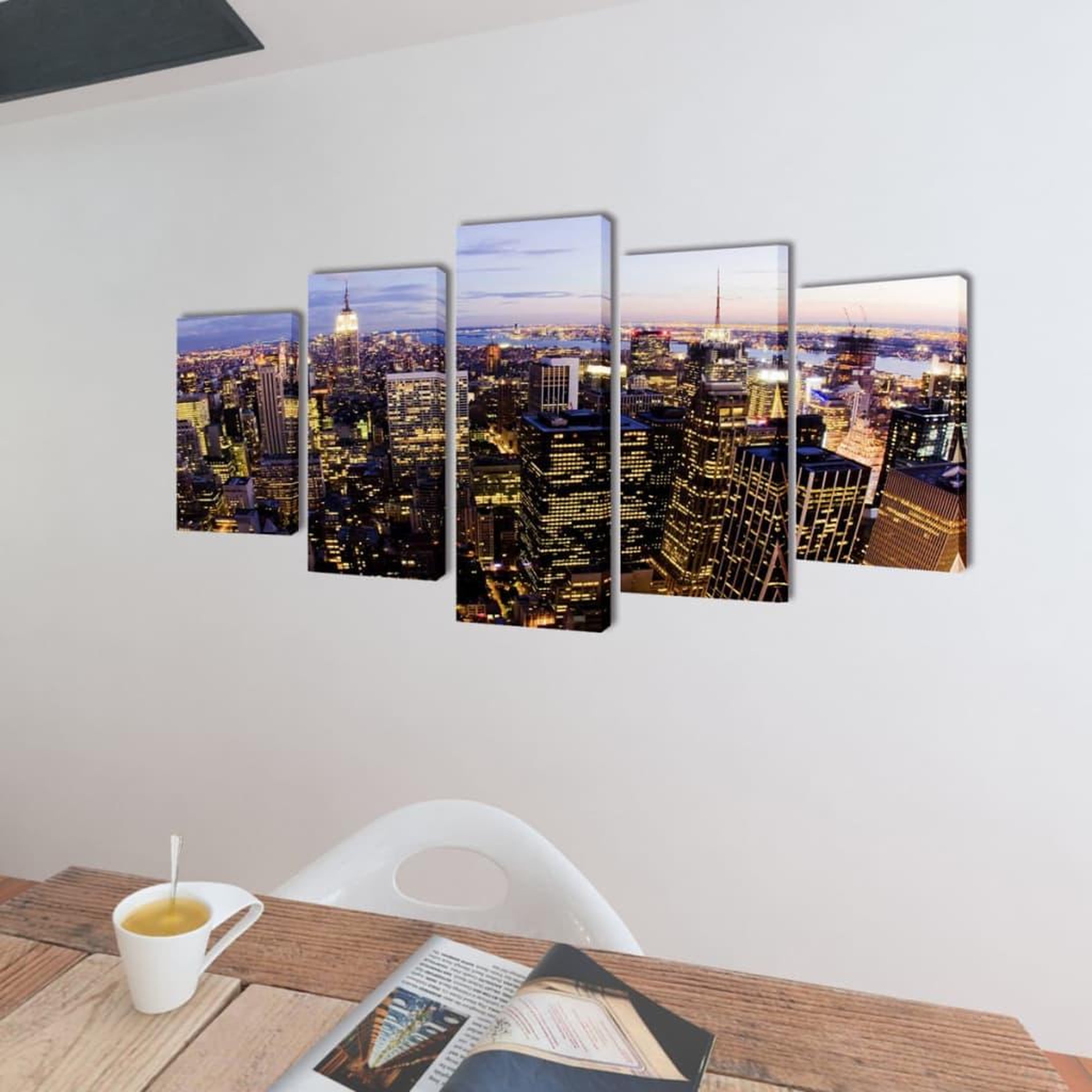 Voir la diapositive 2 : VIDAXL Set de toiles murales imprimees Horizon de New York vu du ciel