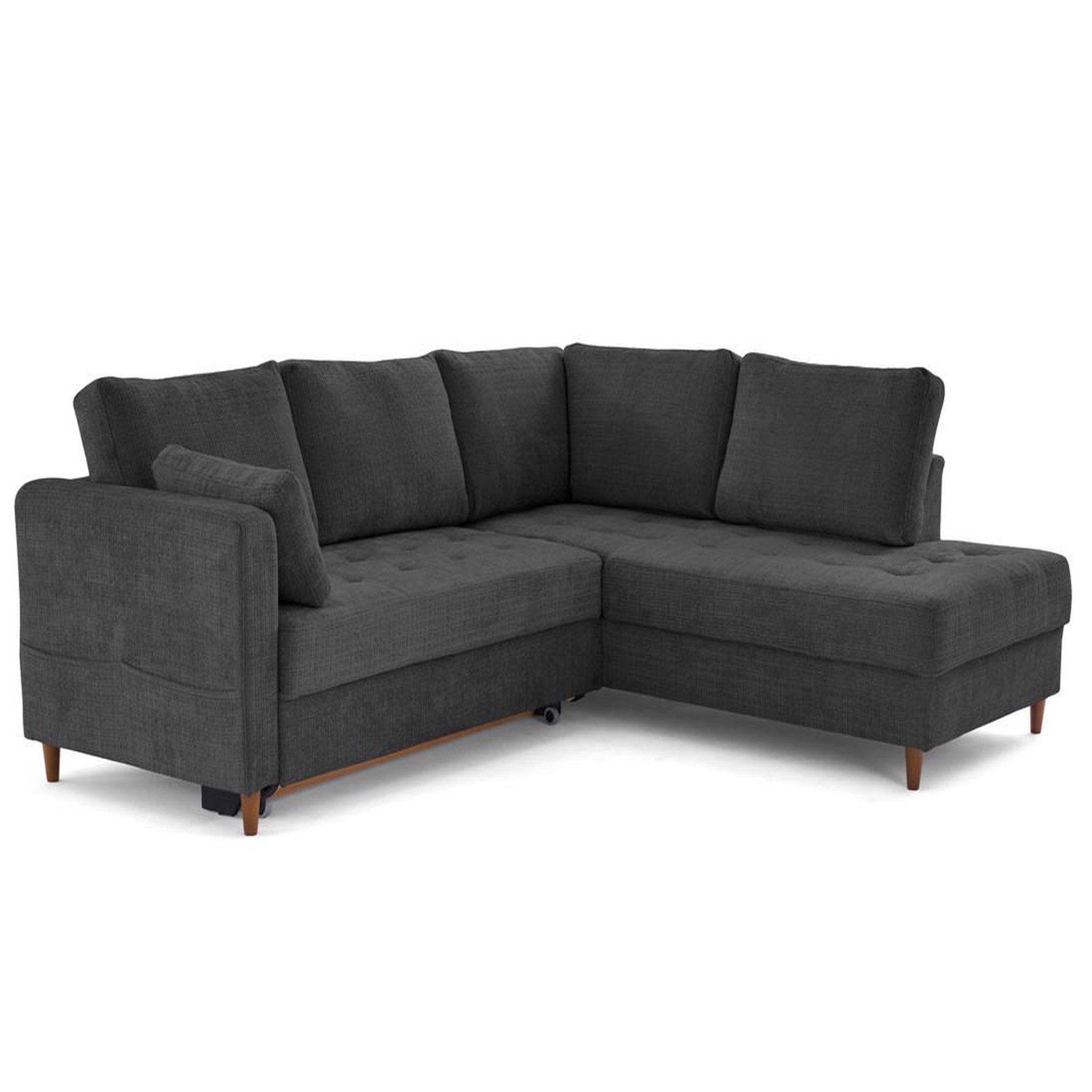 Voir la diapositive 3 : LISA DESIGN Anna - canapé d'angle droit 5 places convertible en velours texturé