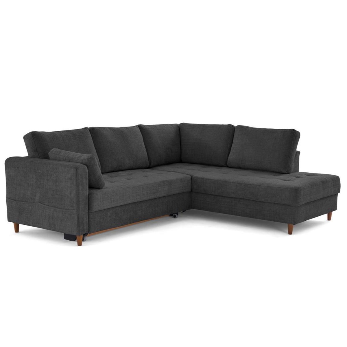 LISA DESIGN Anna - canapé d'angle droit 5 places convertible en velours texturé