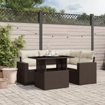VIDAXL Salon de jardin avec coussins 5 pcs marron resine tressee