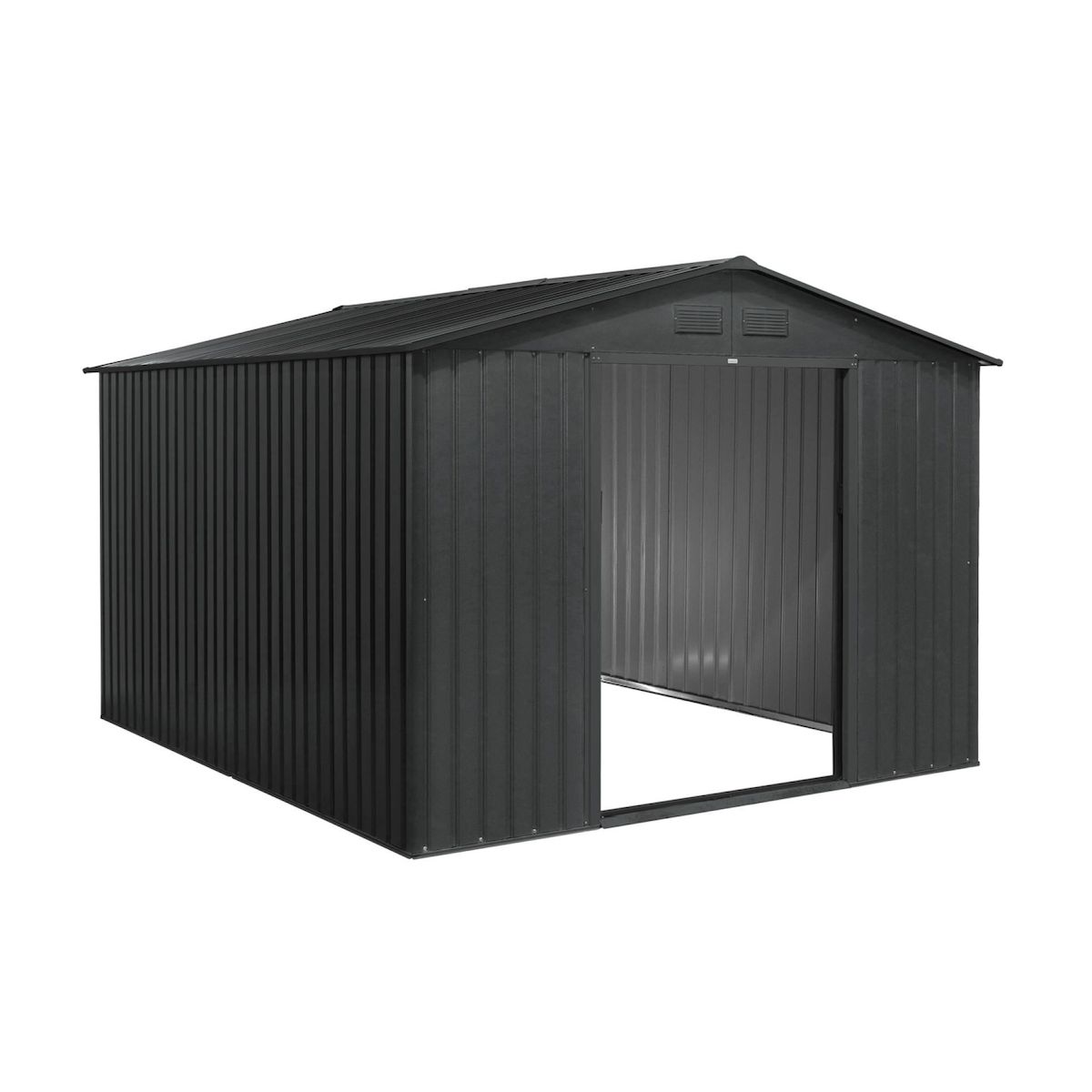 SWEEEK Abri de jardin en métal - FLANDRE 8.84m² gris anthracite - Cabane à outils avec deux grandes portes coulissantes. kit de fixation sol inclus. maison de rangement. remise