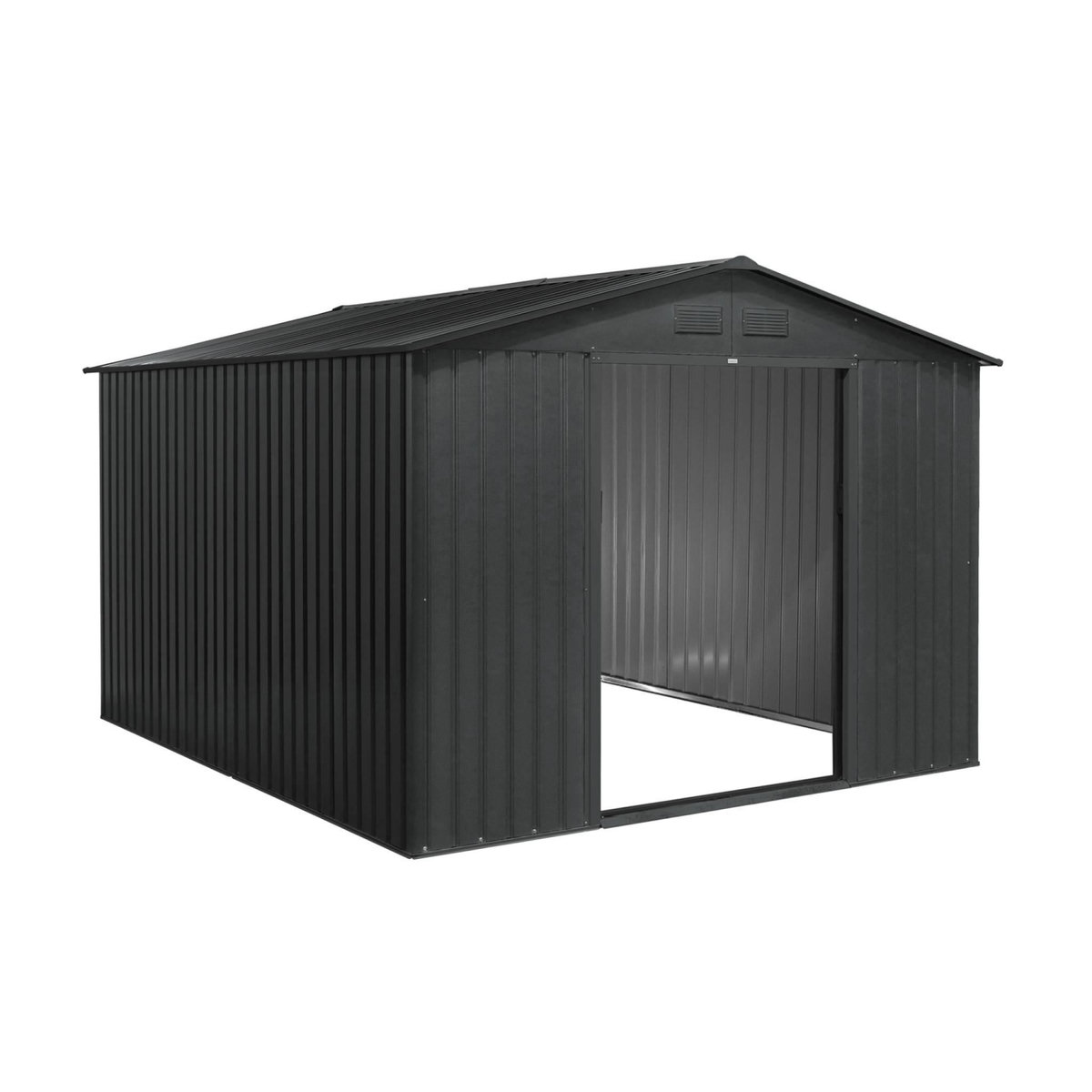 SWEEEK Abri de jardin en métal - FLANDRE 8.84m² gris anthracite - Cabane à outils avec deux grandes portes coulissantes. kit de fixation sol inclus. maison de rangement. remise