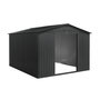 Voir la diapositive 2 : SWEEEK Abri de jardin en métal - FLANDRE 8.84m² gris anthracite - Cabane à outils avec deux grandes portes coulissantes. kit de fixation sol inclus. maison de rangement. remise