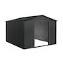 Voir la diapositive 2 : SWEEEK Abri de jardin en métal - FLANDRE 8.84m² gris anthracite - Cabane à outils avec deux grandes portes coulissantes. kit de fixation sol inclus. maison de rangement. remise