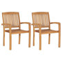 Voir la diapositive 3 : VIDAXL Chaises de jardin lot de 2 et coussins gris Bois de teck massif