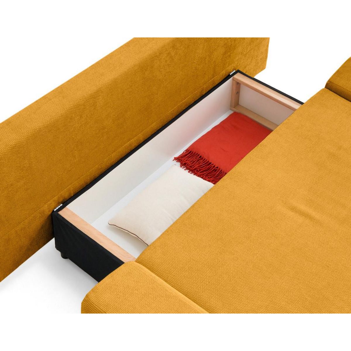 BEST MOBILIER Larson - canapé droit 3 places convertible avec coffre en velours texturé