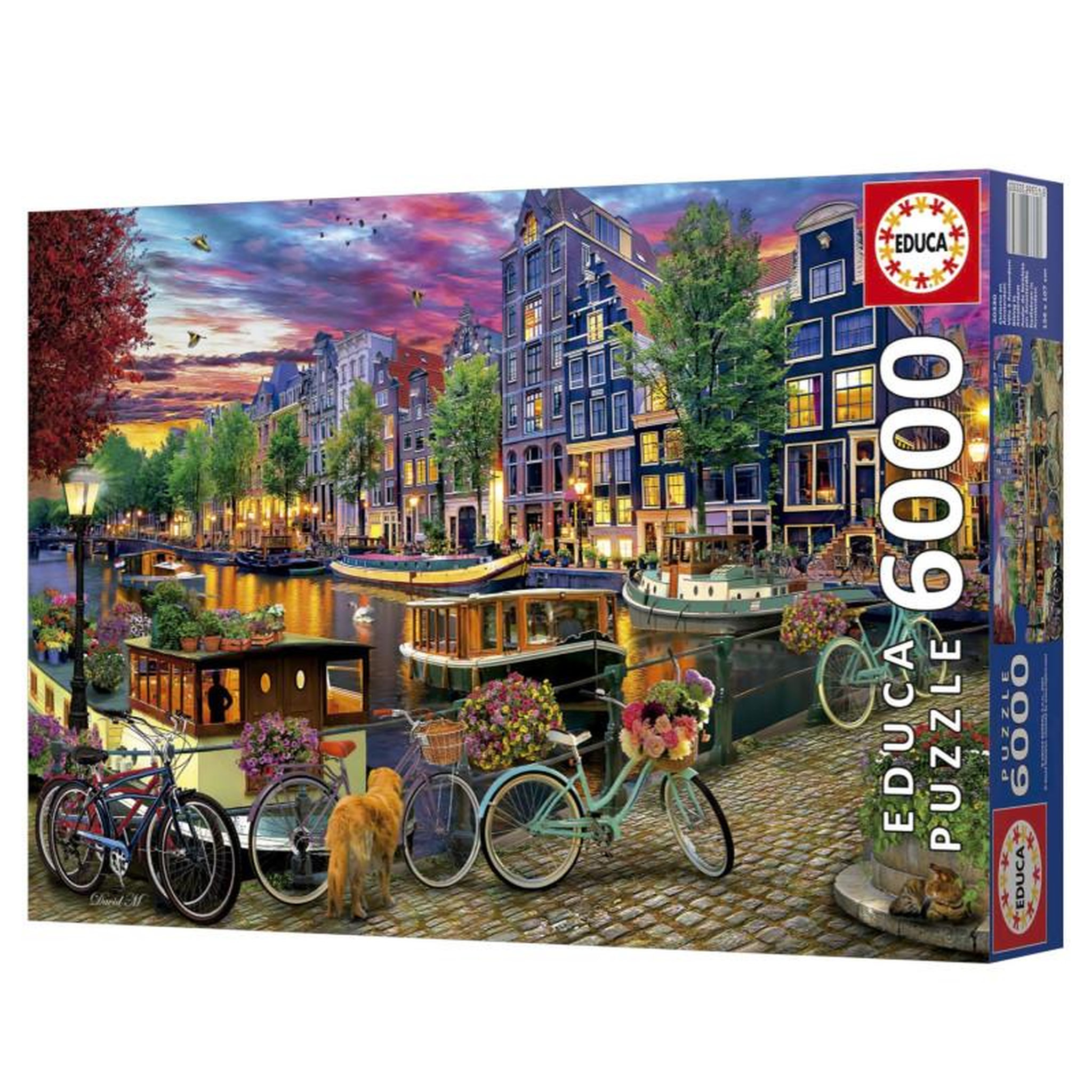 Voir la diapositive 3 : EDUCA Puzzle 6000 pièces – Vélos à Amsterdam – Scène urbaine européenne – Très grand format 156 x 107 cm – Défi adulte dès 15 ans – Educa