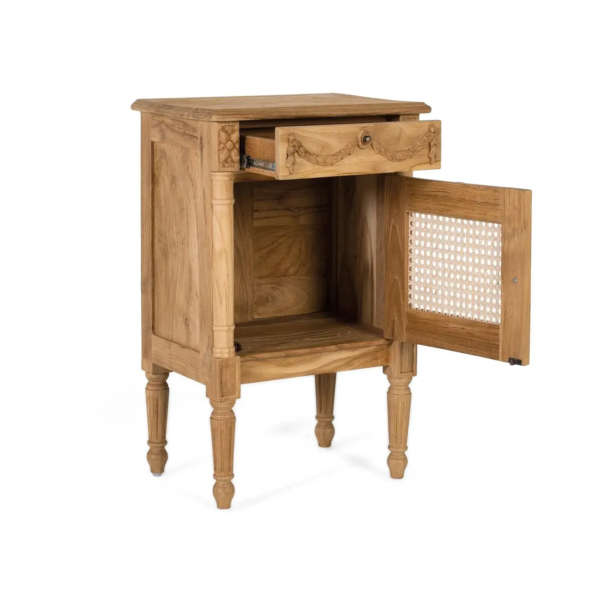 Voir la diapositive 4 : GINER Y COLOMER SL Table de chevet en bois de teck 50 cm style rustique contemporain