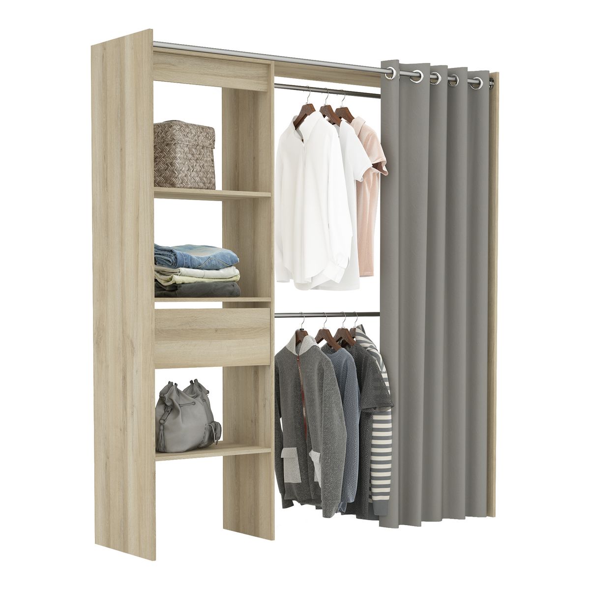 Kit dressing extensible CARGO,1 tiroir, L114-168xH187cm+ rideau