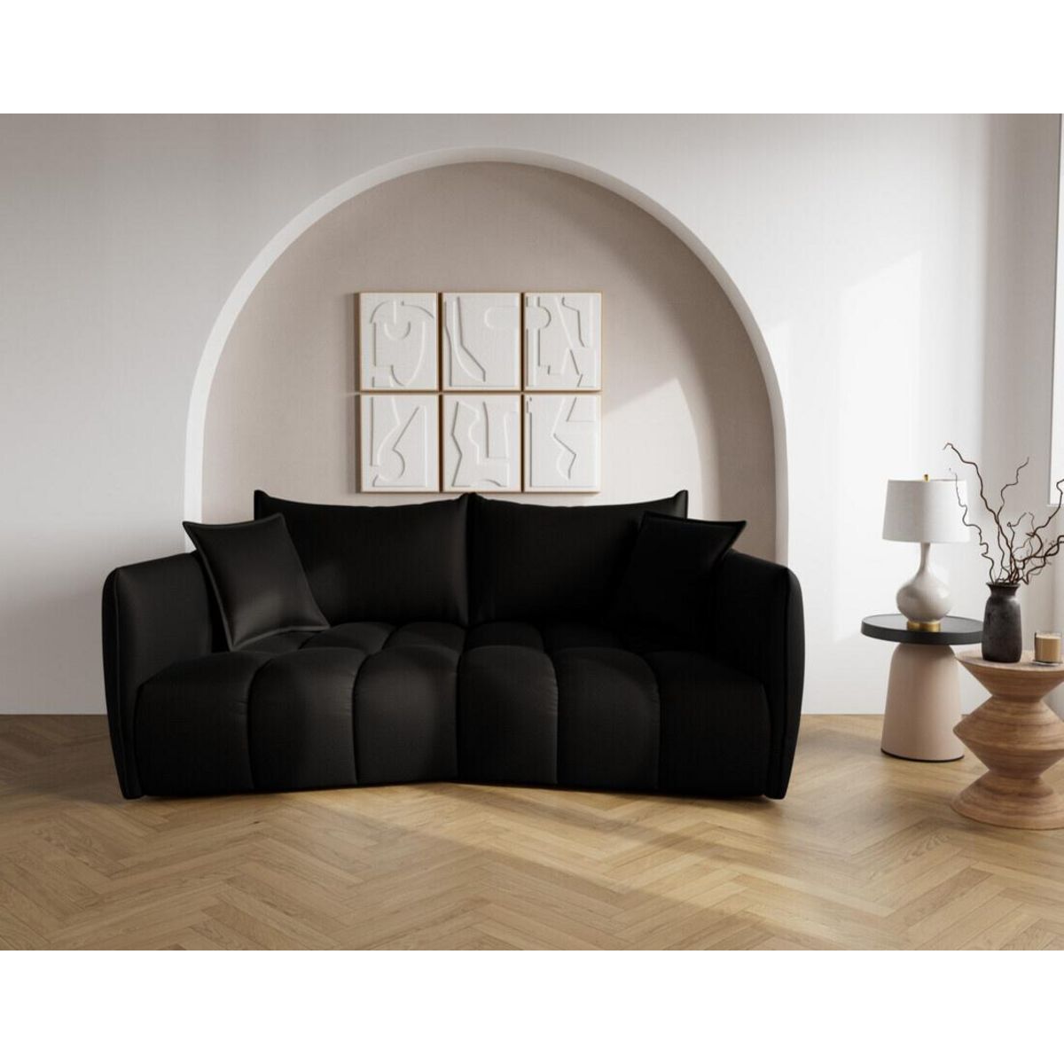 LISA DESIGN Cassiopee - canapé droit 3 places assise profonde en tissu texturé