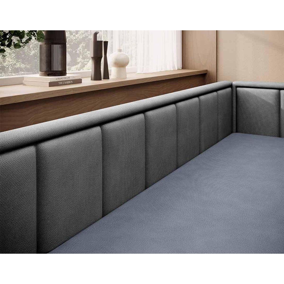 BEST MOBILIER James - canapé 3 places droit convertible avec coffre en velours