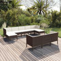 Voir la diapositive 1 : VIDAXL Salon de jardin 10 pcs avec coussins Resine tressee Marron