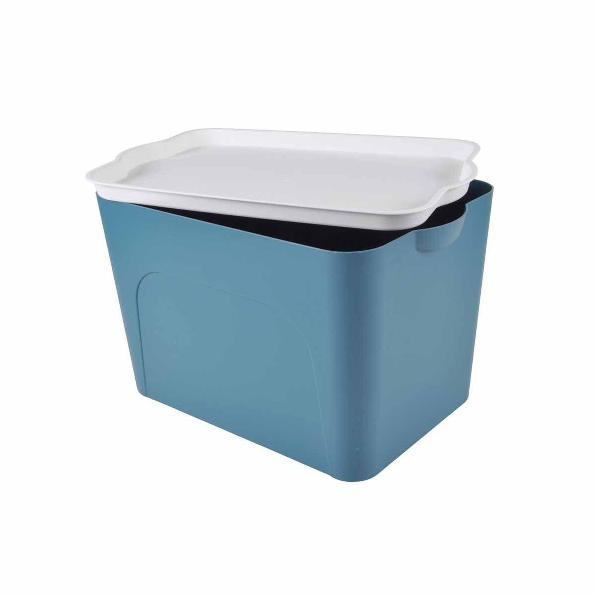 Voir la diapositive 2 : HOMEA Boîte de rangement déco  pratique  24l bleu